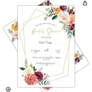 20 Floral Bridal Shower Invitations With Envelopes